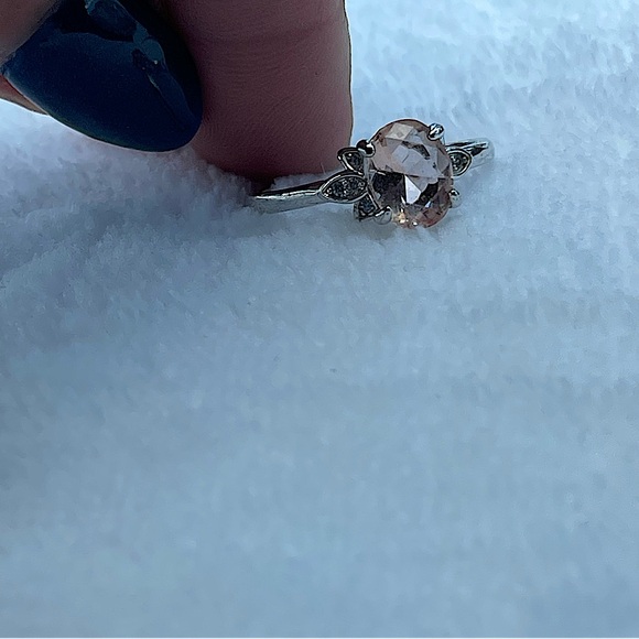 Size 9• Lab Created Peach Quartz•Rhodium Plated•Bomb Party - Picture 8 of 10